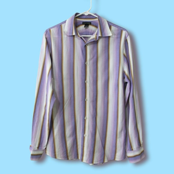 Club Monaco shirt S men button down  striped purple retro classic office - Picture 1 of 5